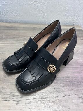 Sam Edelman Black Fringe Loafer Block Heel Pumps